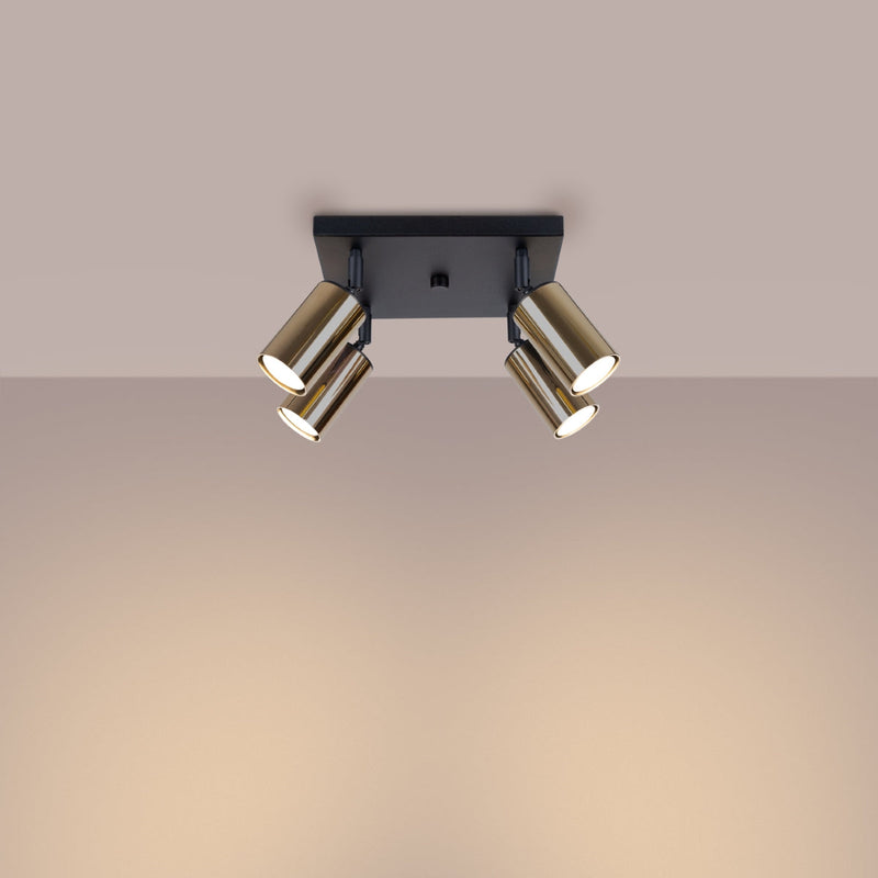 Plafonnier Acier Luxe 4 noir/doré