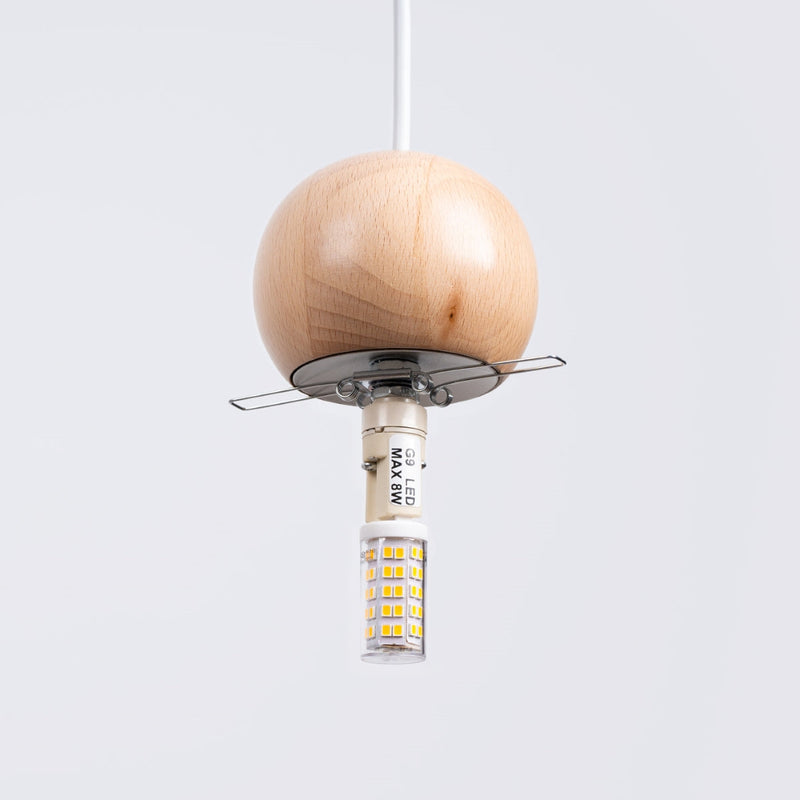 Suspension Bulbe Bois 1 blanc/bois naturel