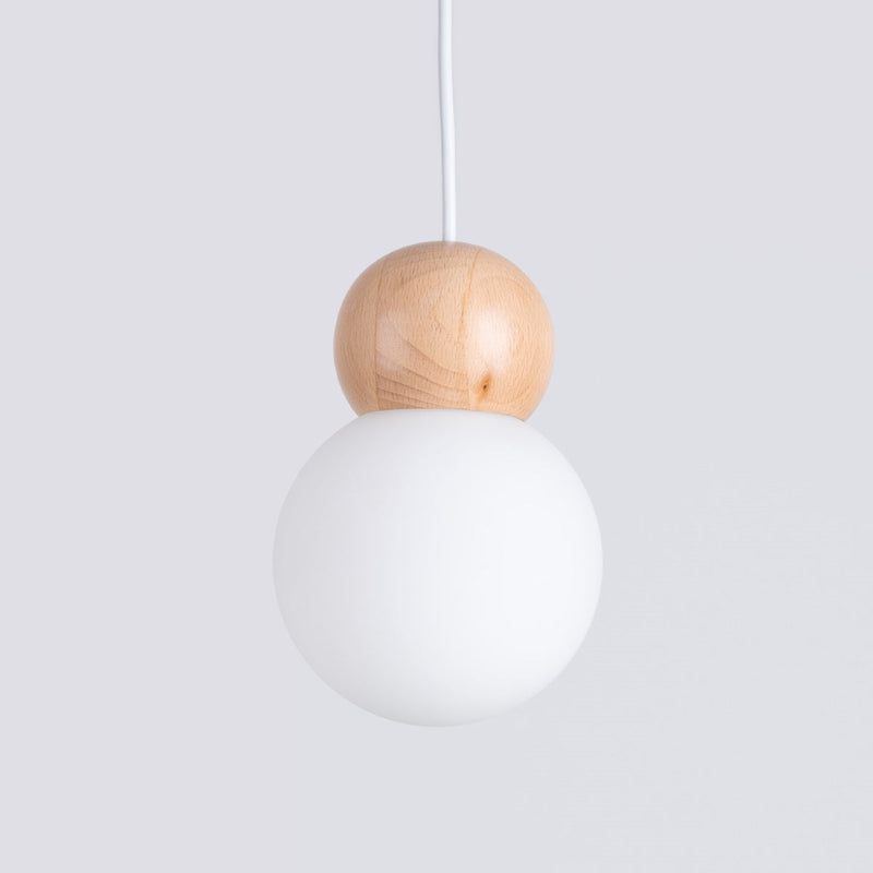 Suspension Bulbe Bois 1 blanc/bois naturel