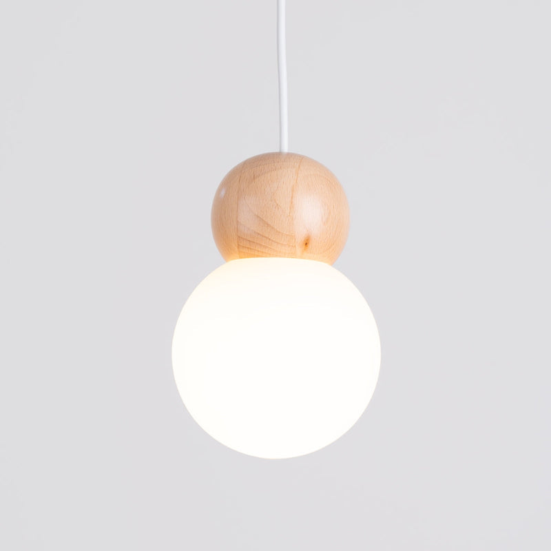Suspension Bulbe Bois 1 blanc/bois naturel