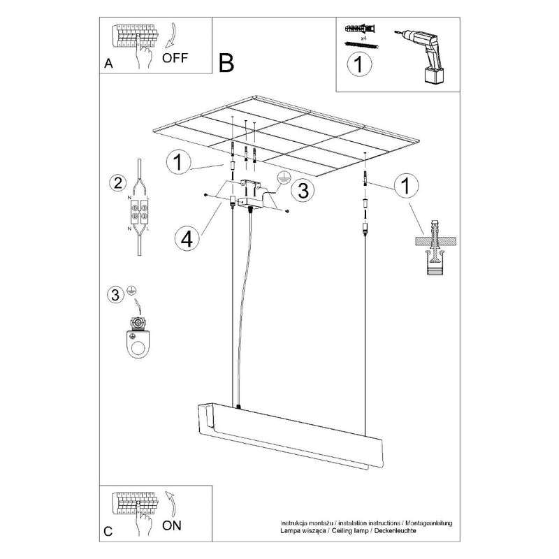 Lampe suspendue Barre Moderne noir