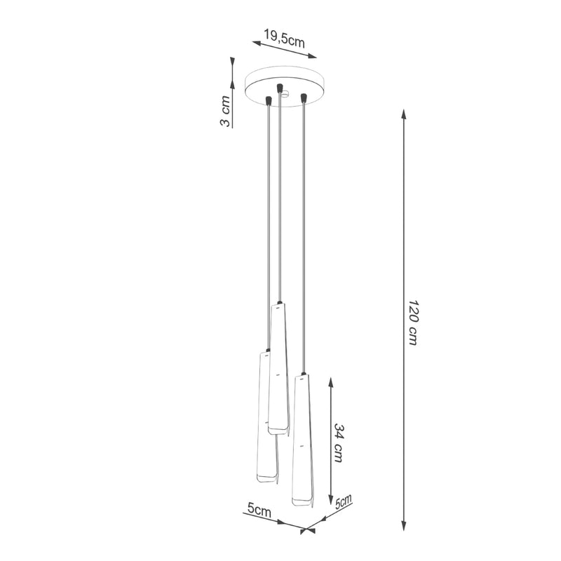 Suspension Prisme Moderne 3P noir