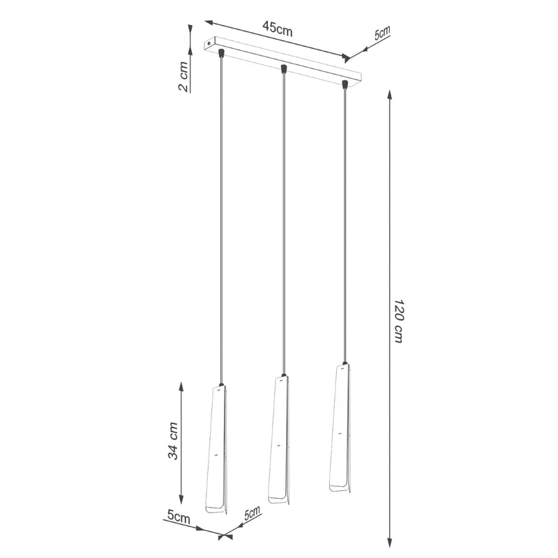 Suspension Prisme Moderne 3L noir