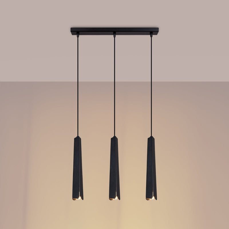 Suspension Prisme Moderne 3L noir