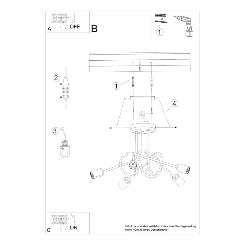 Lustre Loop Moderne 5 or brillant