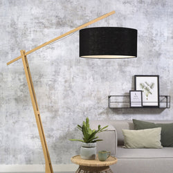 Lampadaire Montblanc Bambou et Lin Noir 218 cm