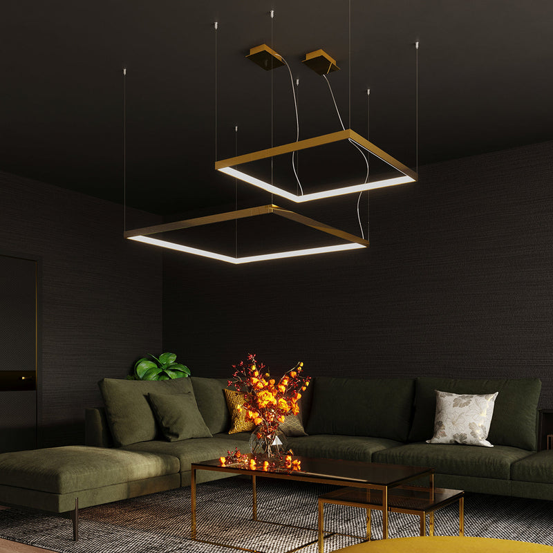Lustre Carré Pure M doré 3000K