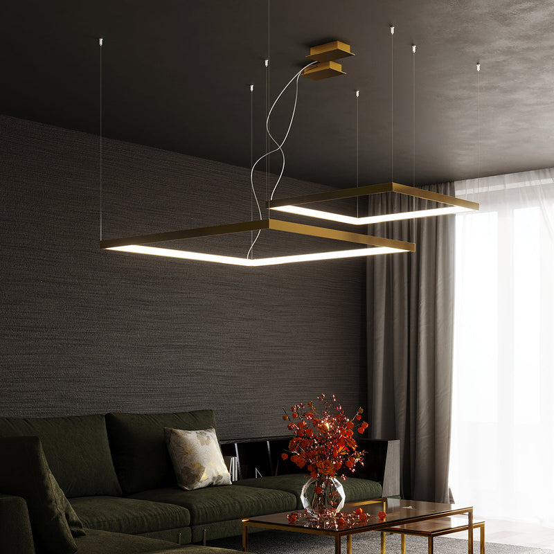 Lustre Carré Pure M doré 3000K
