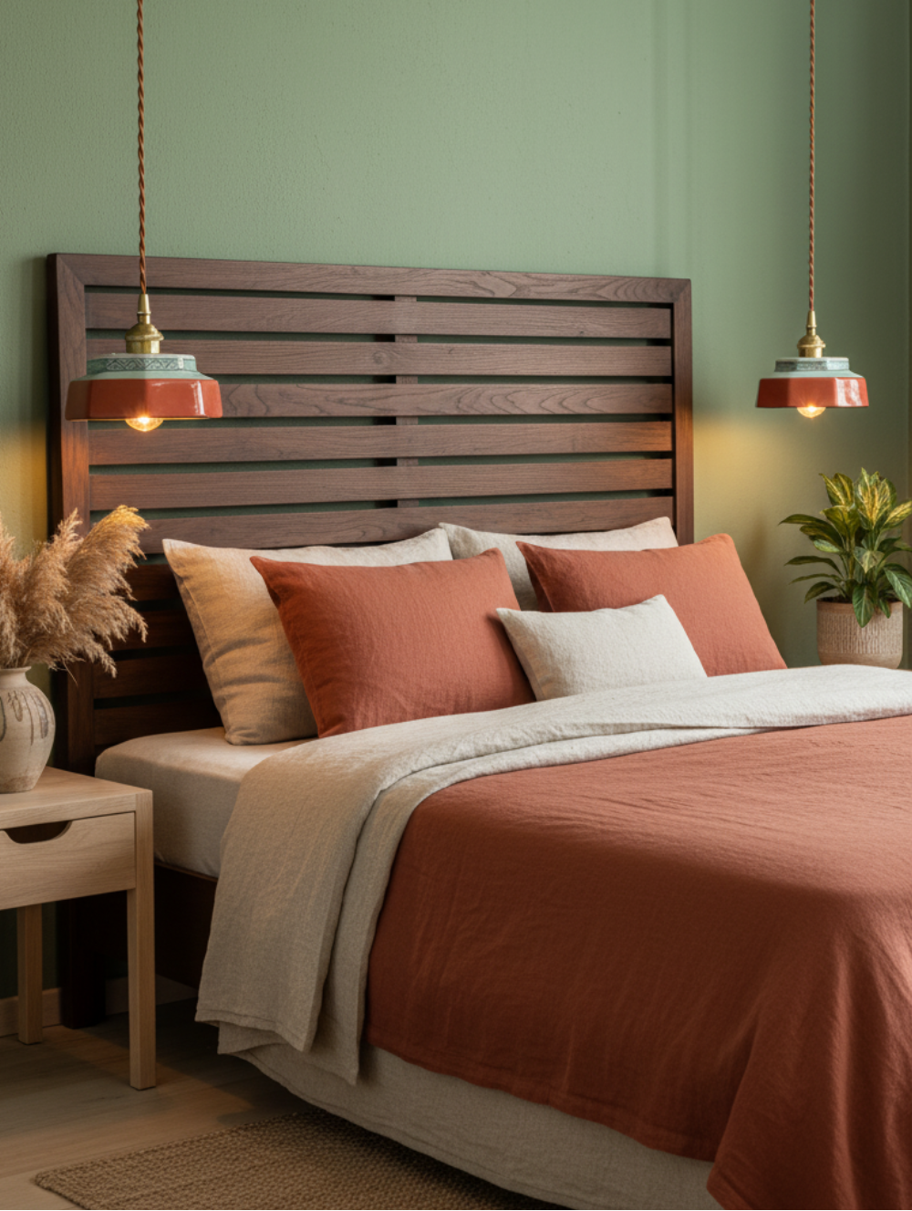 Keramik-Hängeleuchte mit warmem Terrakotta-Vintage-Schirm