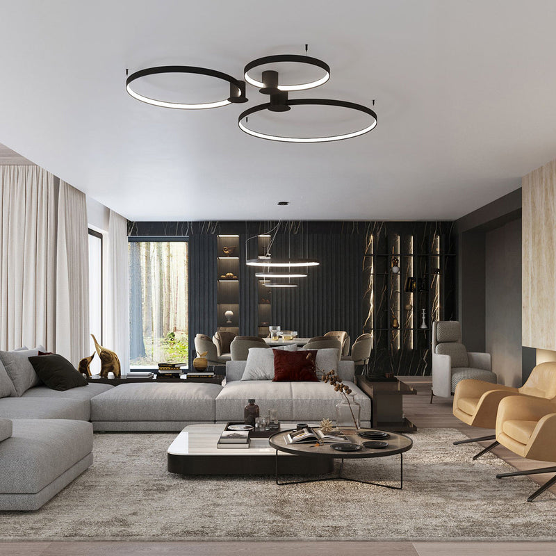 Lustre Anneau Solis 3 55/78/110 noir LED 4000K