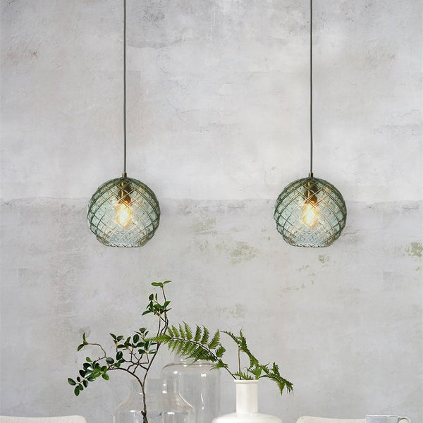 Suspension Venice Globe Verre Vert & Doré 22 cm
