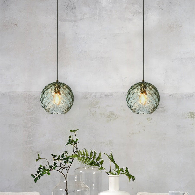 Suspension Venice Globe Verre Vert & Doré 22 cm