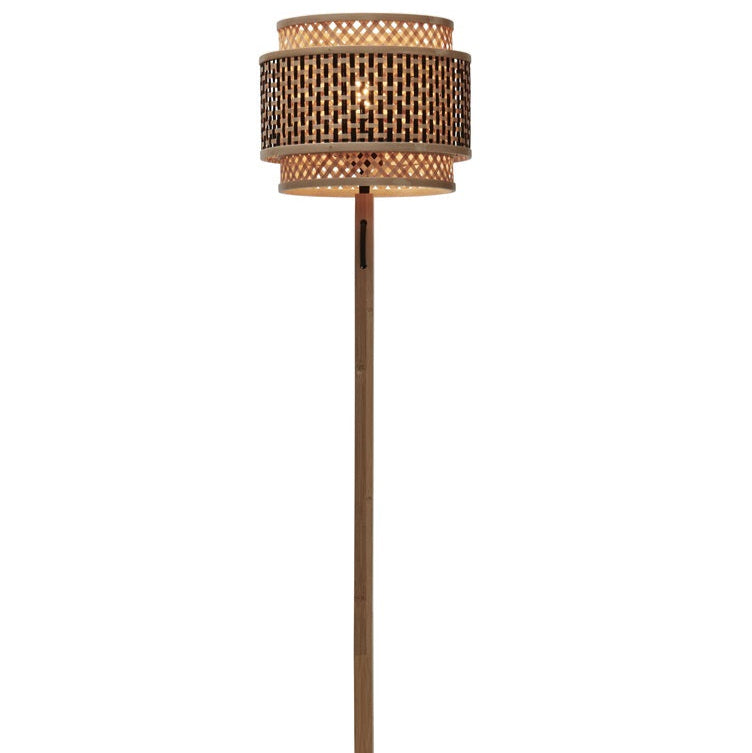 Lampadaire Bhutan Bambou Naturel et Noir 130 cm
