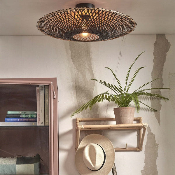 Plafonnier Kalimantan Bambou Noir et Naturel 60 cm