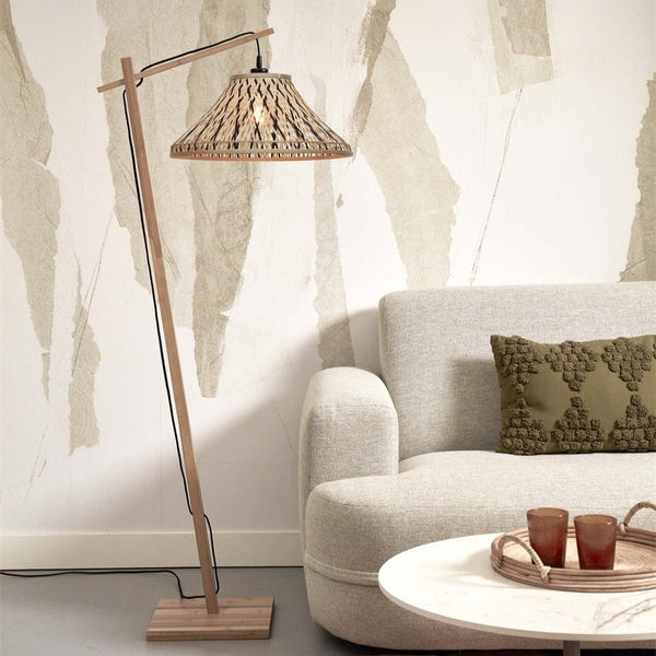 Lampadaire Tahiti Bambou Naturel et Noir 150 cm