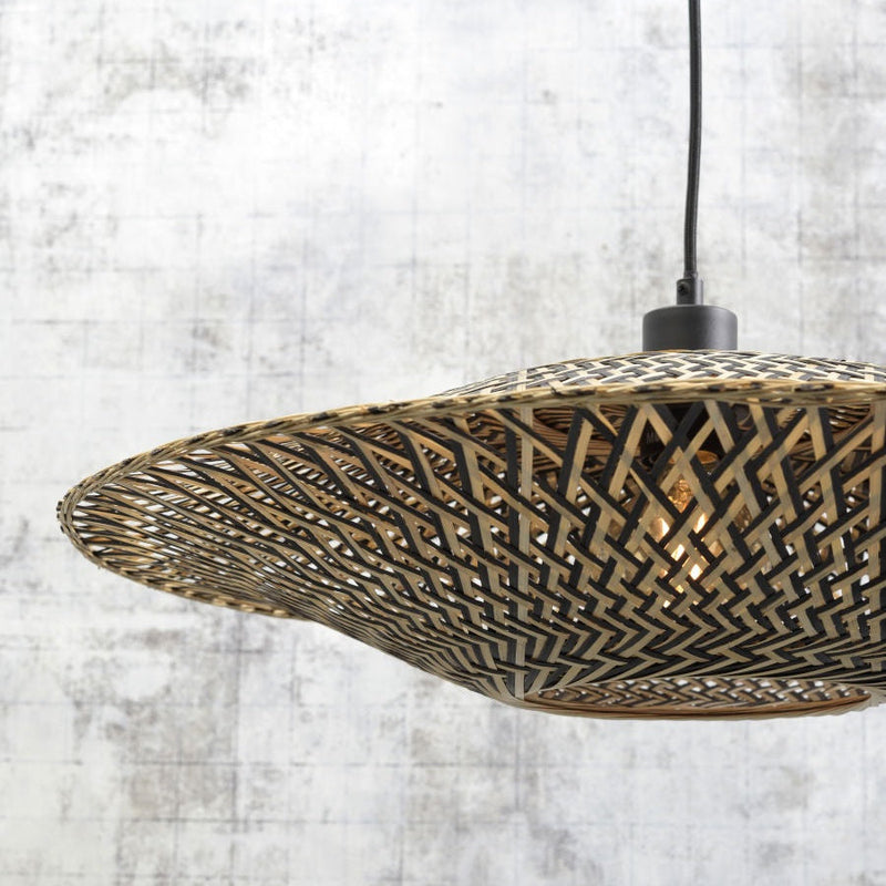 Lampadaire Bali Bambou Naturel et Noir 176 cm