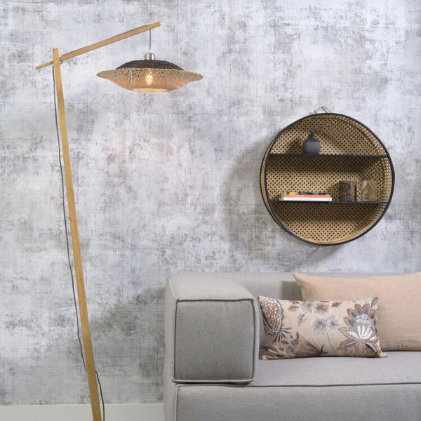 Lampadaire Kalimantan Bambou Naturel et Noir 176 cm