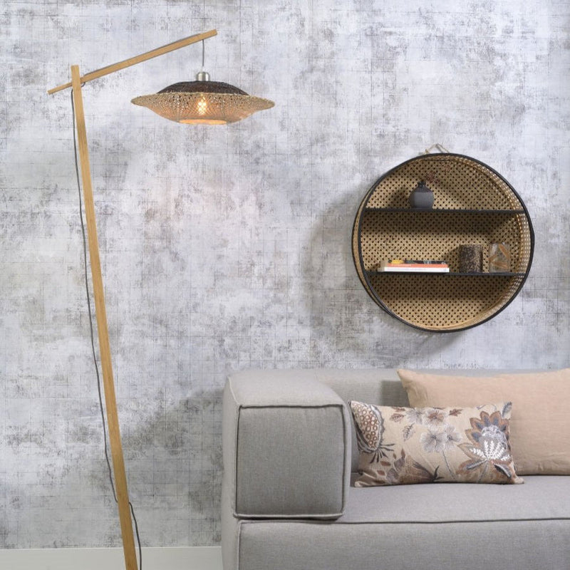 Lampadaire Kalimantan Bambou Naturel et Noir 176 cm