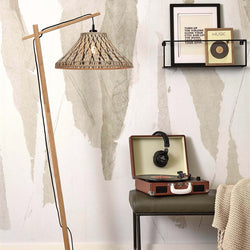 Lampadaire Tahiti Bambou Naturel et Noir 150 cm