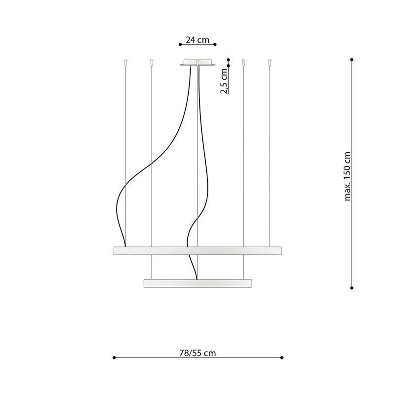 Lustre Anneau Solis 2 55/78 doré LED 3000K