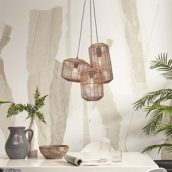 Suspension Tanami Rotin Naturel 3 Tubes 50 cm