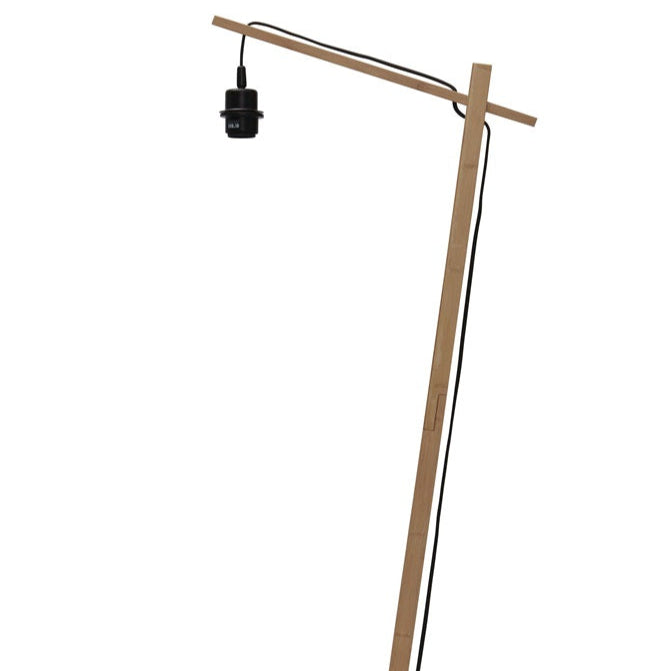 Lampadaire Tanami Disque Rotin et Bambou Naturel 150 cm