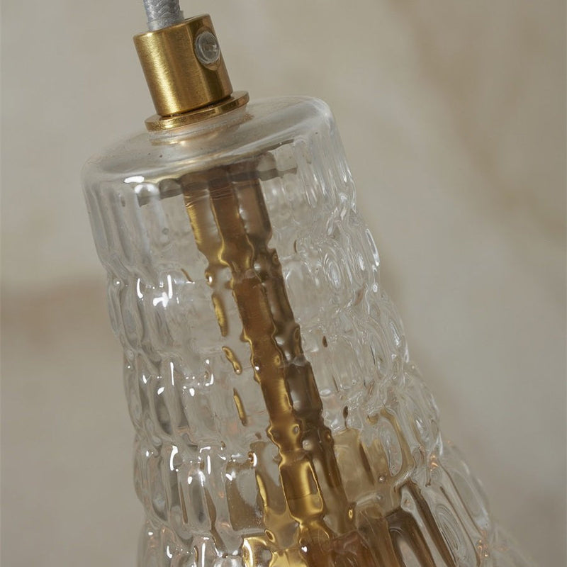 Suspension Venice Goutte Verre Transparent & Doré 24 cm
