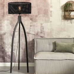 Lampadaire Java 3 Pieds Bambou Noir 150 cm