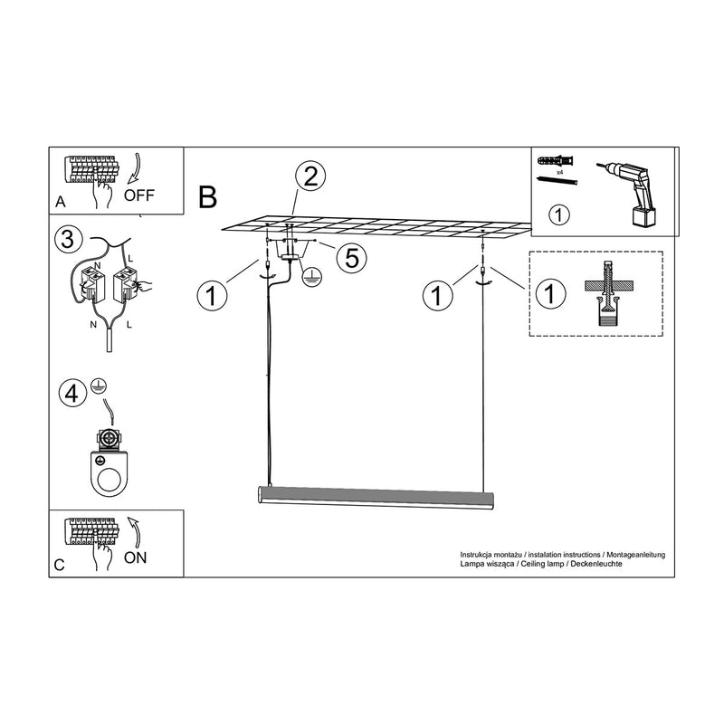Barre Suspendue Régulière Or LED 3000K