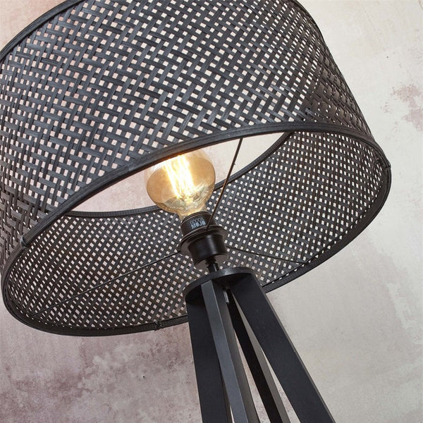 Lampadaire Java 4 Pieds Bambou Noir 175 cm