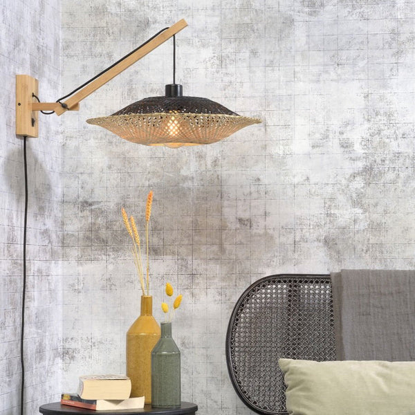 Applique Murale Kalimantan Bambou Noir et Naturel 44x12 cm L
