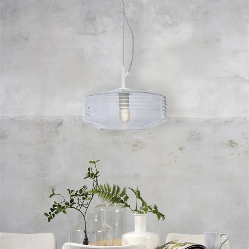 Suspension Verona Verre Strié Transparent Ø35 cm