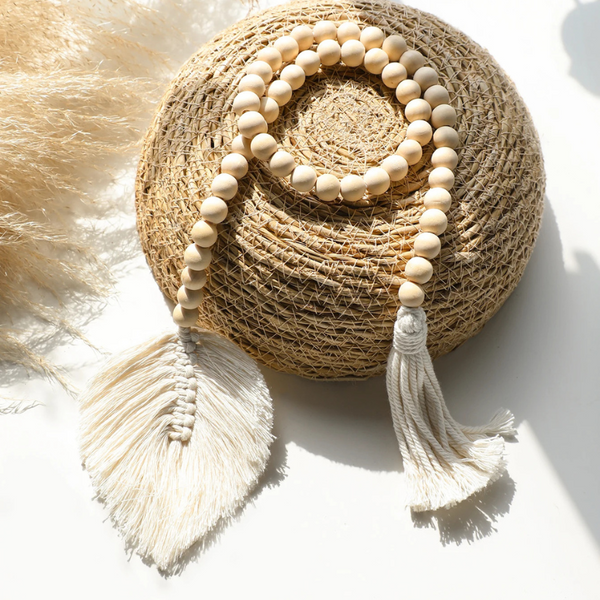 Pompon Bohème en Perles Bois Fait Main