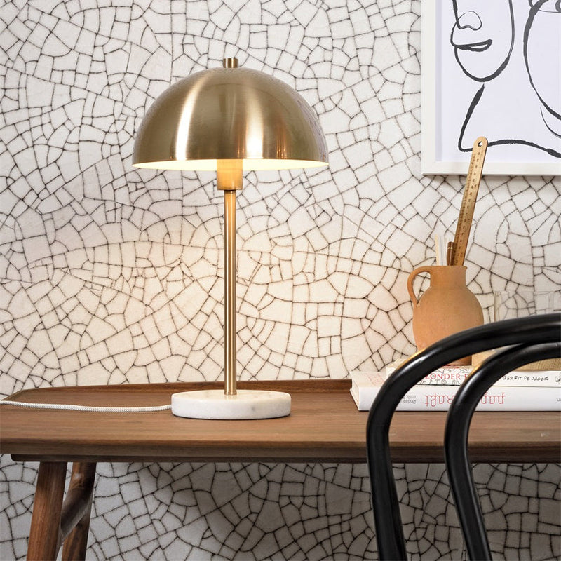 Lampe à Poser Toulouse Marbre Blanc et Or
