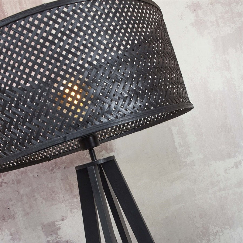 Lampadaire Java 4 Pieds Bambou Noir 175 cm