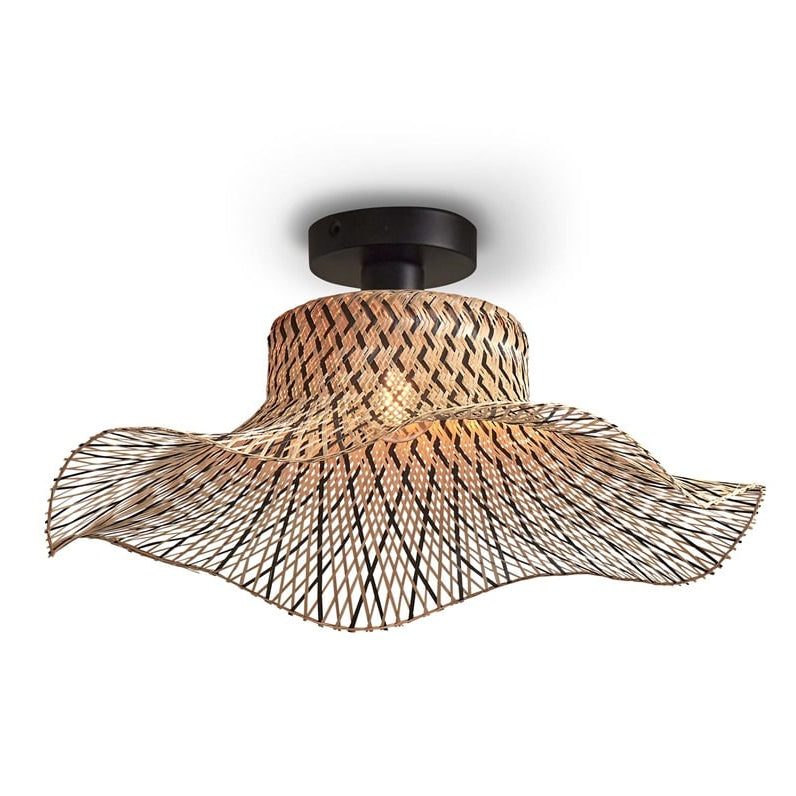 Plafonnier Ibiza Wavy Bambou Noir et Naturel 50 cm