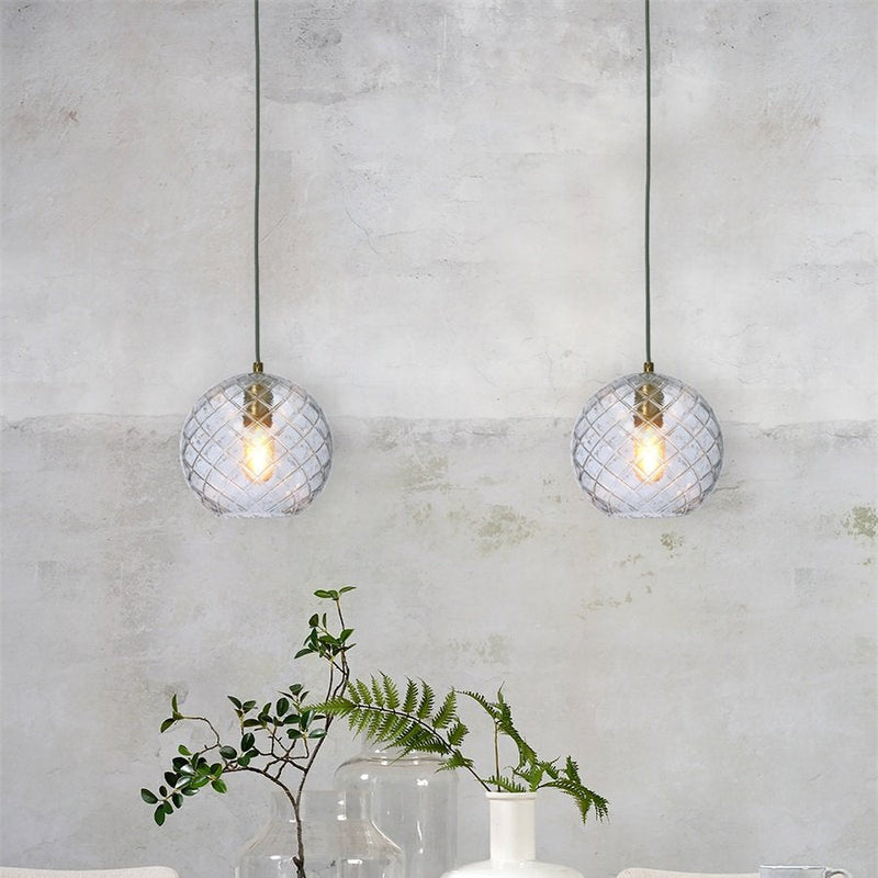 Suspension Venice Globe Verre Transparent & Doré 22 cm
