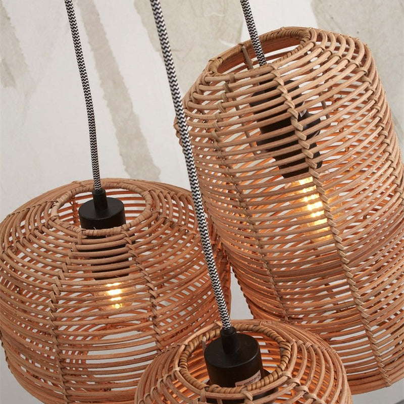 Suspension Tanami Rotin Naturel 3 Tubes 50 cm