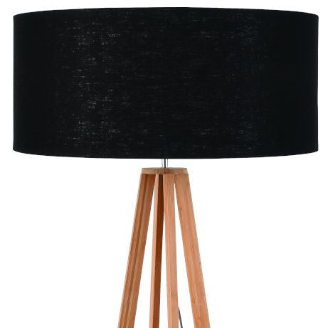 Lampadaire Everest Bambou Abat-jour Lin Noir 158 cm