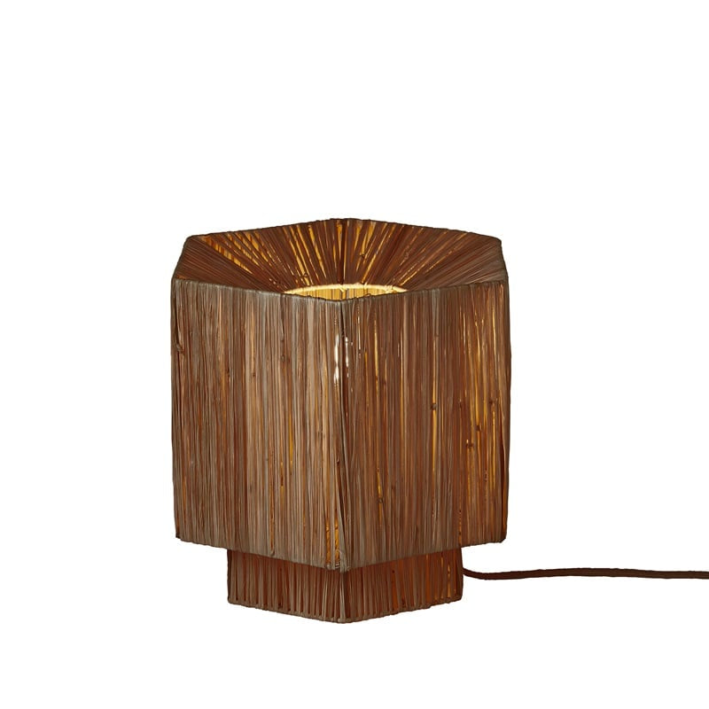 Lampe de Table Panama Raphia Brun 28 cm