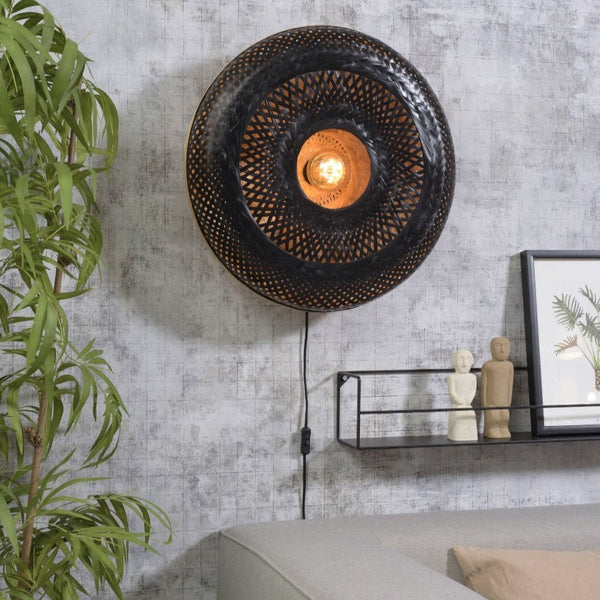 Applique Murale Palawan Bambou Noir et Naturel 60x15 cm L