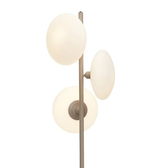Lampadaire Sapporo 3 Disques Verre Blanc et Sable 161 cm