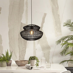 Suspension Zanzibar Rotin Noir 40 cm