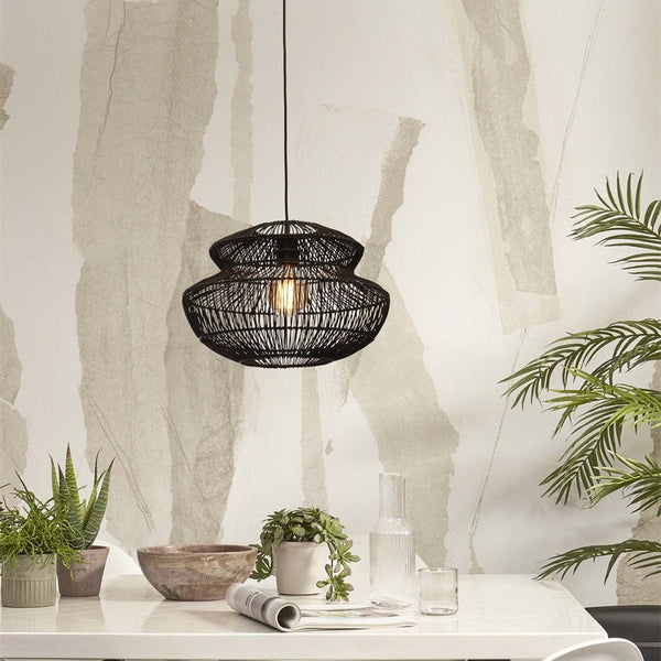 Suspension Zanzibar Rotin Noir 40 cm
