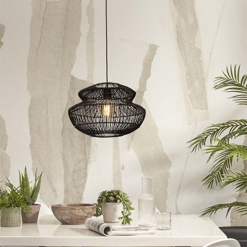 Suspension Zanzibar Rotin Noir 40 cm