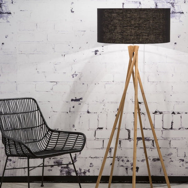 Lampadaire Kilimanjaro Bambou et Lin Noir 160 cm