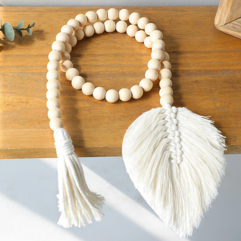 Pompon Bohème en Perles Bois Fait Main