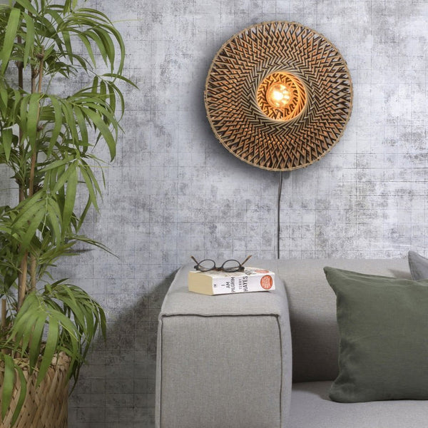 Applique Murale Bali Bambou Noir et Naturel 44 cm