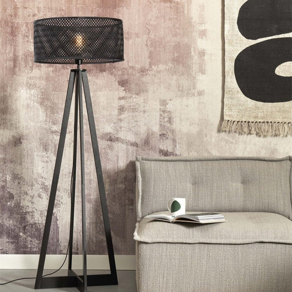 Lampadaire Java 4 Pieds Bambou Noir 175 cm