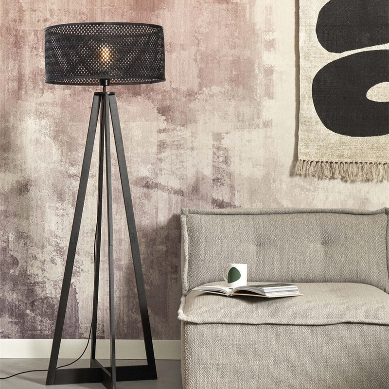Lampadaire Java 4 Pieds Bambou Noir 175 cm